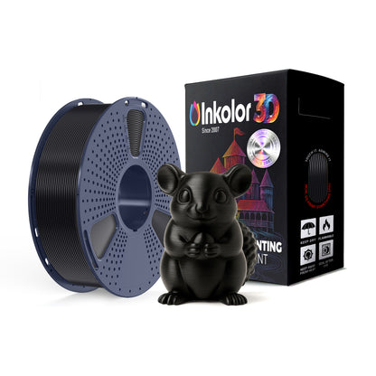 Inkolor TPU95A Schwarz Filament 1.75mm 1Kg 3D-Druck Filament spool and black 3D-printed model