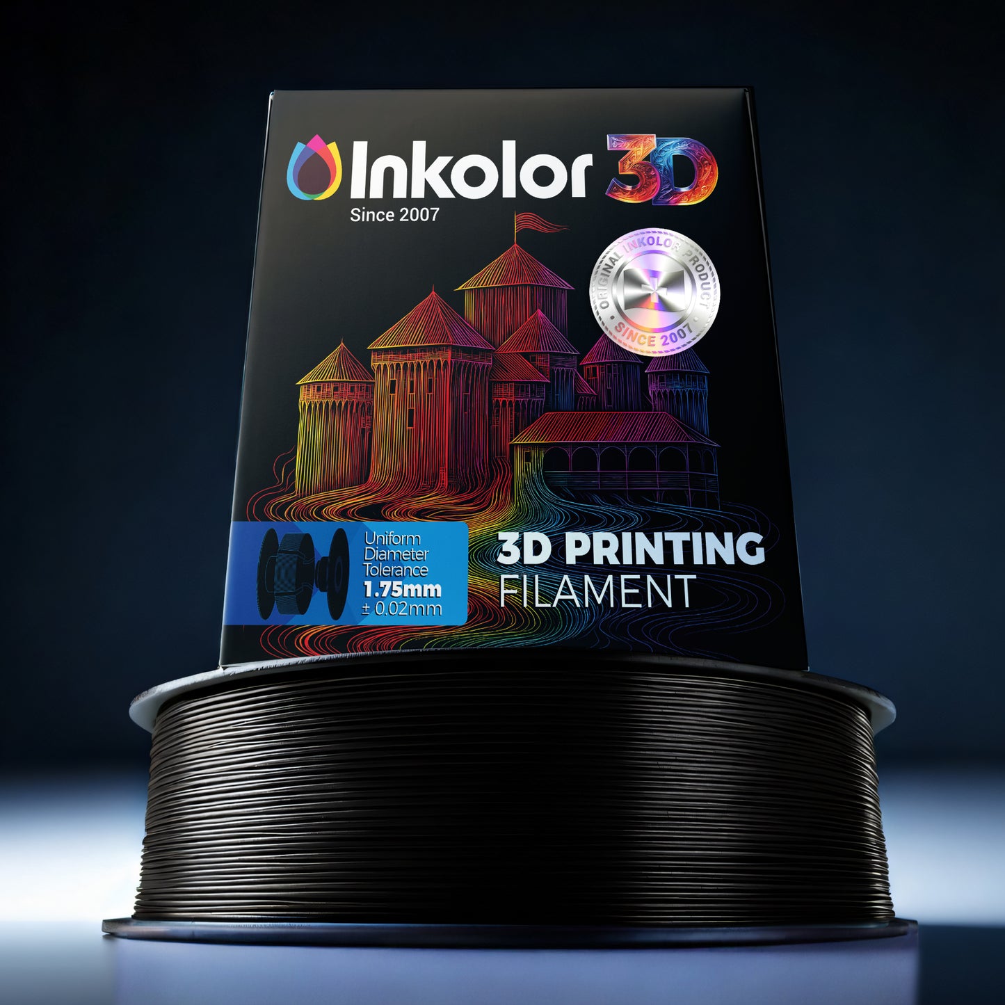 Filament Inkolor TPU90A Noir 1,75 mm 1 kg pour impression 3D