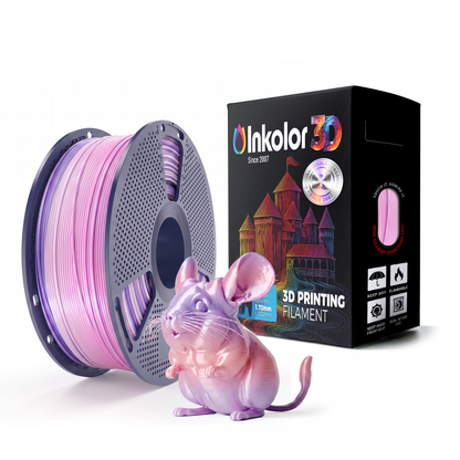 Filament d'impression 3D Inkolor Silk PLA+ Rainbow Cotton Candy 1.75mm 1Kg