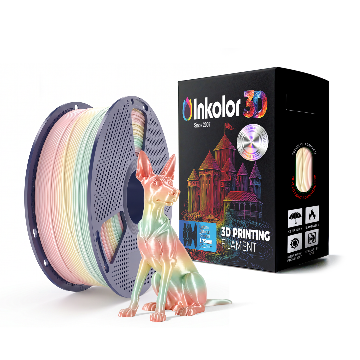 Filamento per stampa 3D Inkolor Silk PLA+ Rainbow Sorbet 1.75mm 1Kg