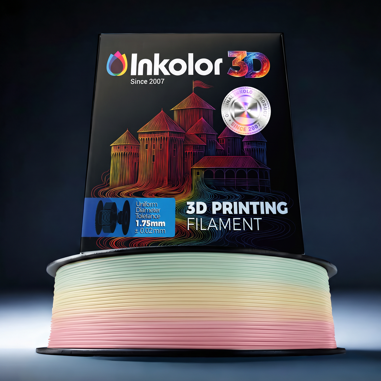 Filamento per stampa 3D Inkolor Silk PLA+ Rainbow Sorbet 1.75mm 1Kg