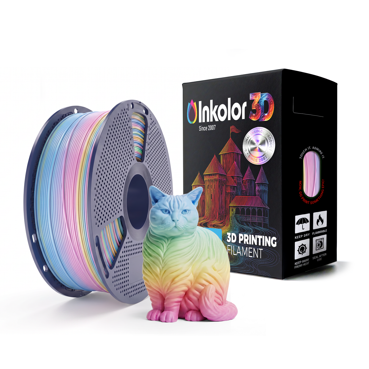 Filament d'impression 3D Inkolor PLA Rainbow Fusion 1.75mm 1Kg