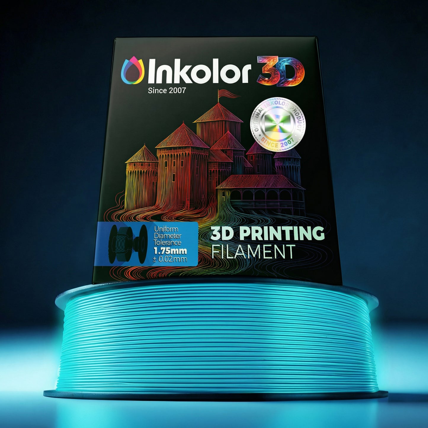 Inkolor PLA filament phosphorescent bleu arctique 1,75 mm 1 kg pour impression 3D
