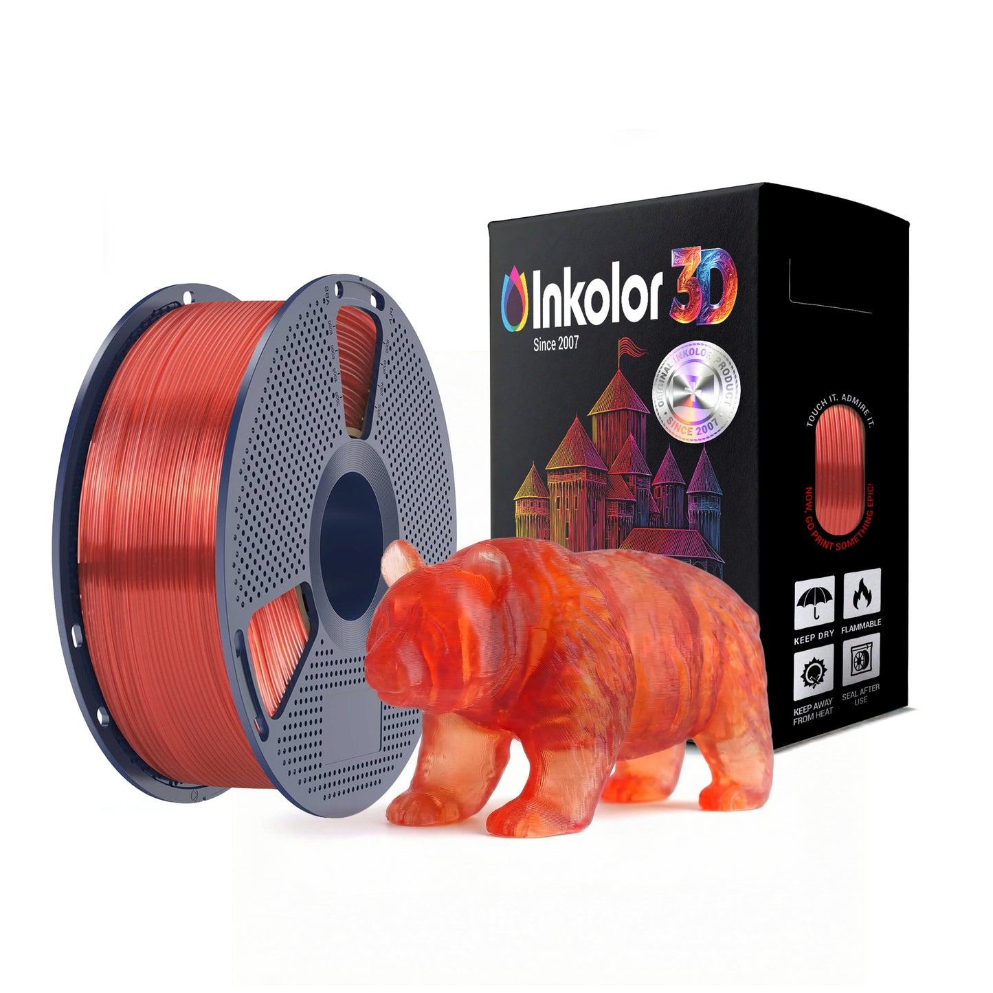 Filament Inkolor PLA Transparent Rouge Baie 1,75 mm 1 kg pour impression 3D