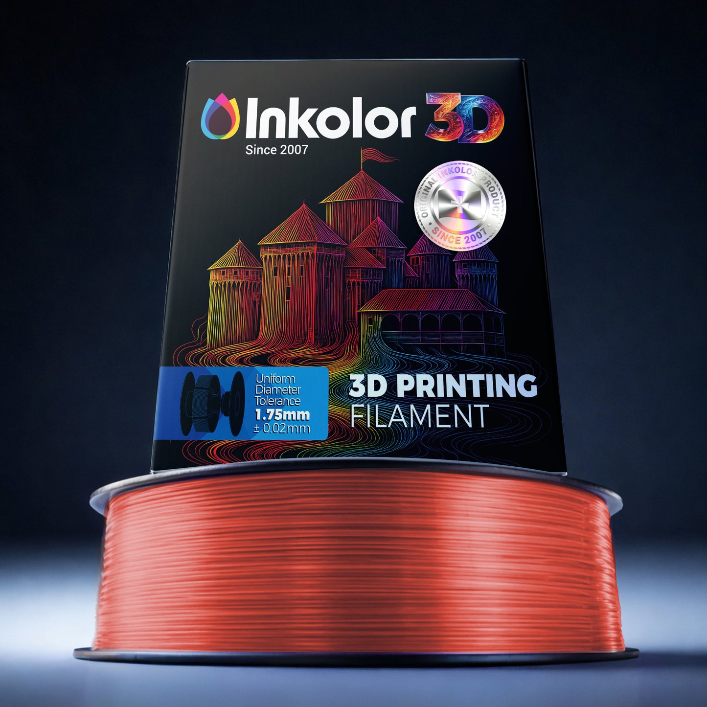 Filament Inkolor PLA Transparent Rouge Baie 1,75 mm 1 kg pour impression 3D