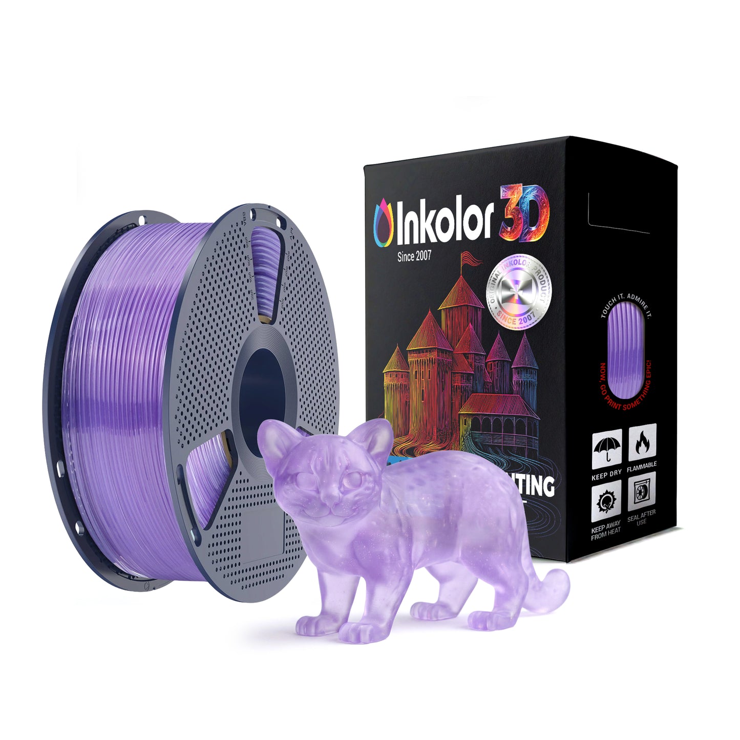Filament Inkolor PLA Transparent Cristal Violet 1,75mm 1Kg Filament d'impression 3D