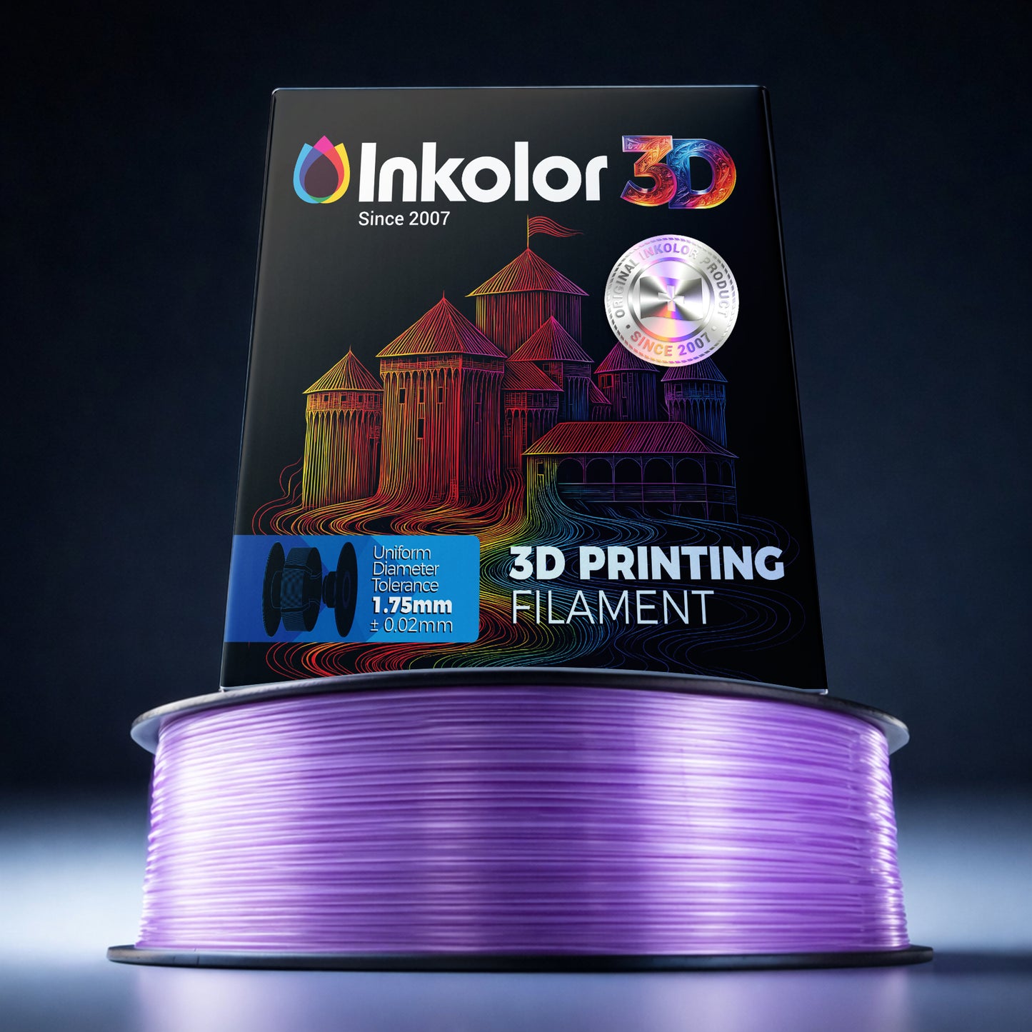 Filament Inkolor PLA Transparent Cristal Violet 1,75mm 1Kg Filament d'impression 3D