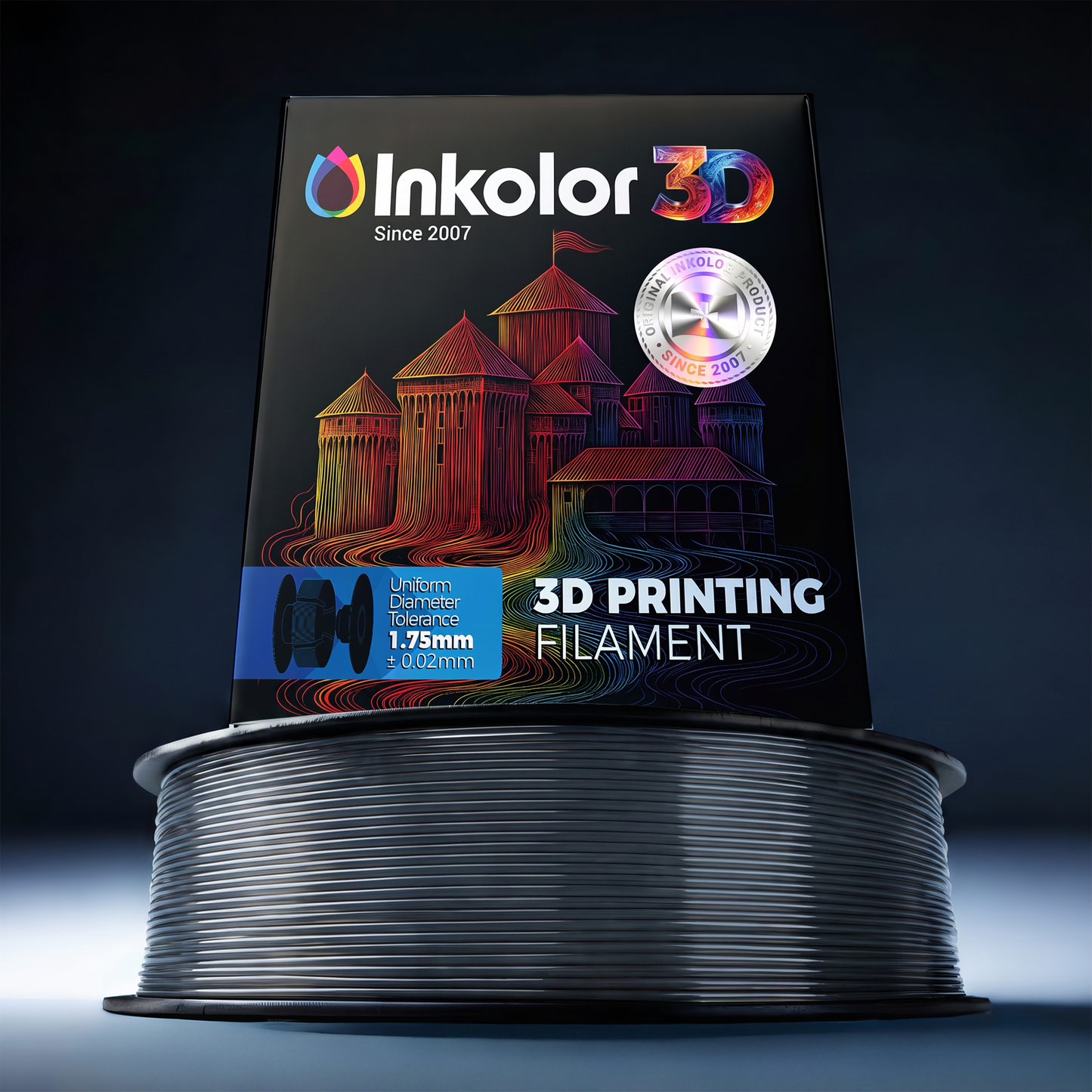Filament d'impression 3D Inkolor PLA Transparent Obsidian Smoke 1.75mm 1Kg