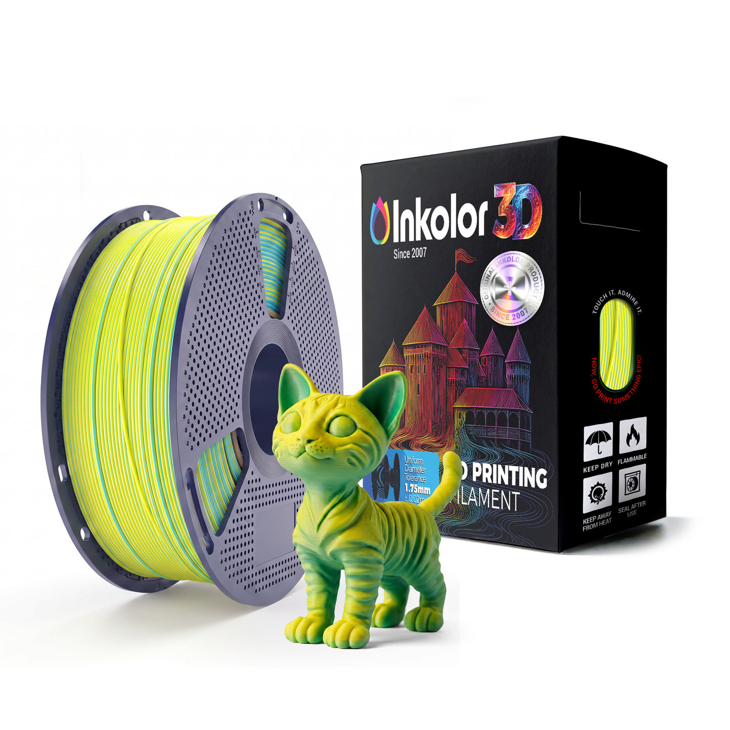 Inkolor PLA Matte Dual Color Yellow Cyan 1.75mm 1Kg 3D-Druck Filament