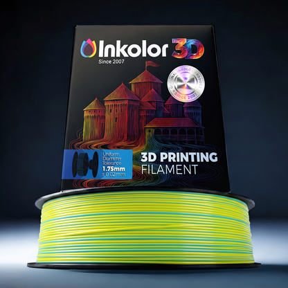 Inkolor PLA Matte Dual Color Yellow Cyan 1.75mm 1Kg 3D-Druck Filament