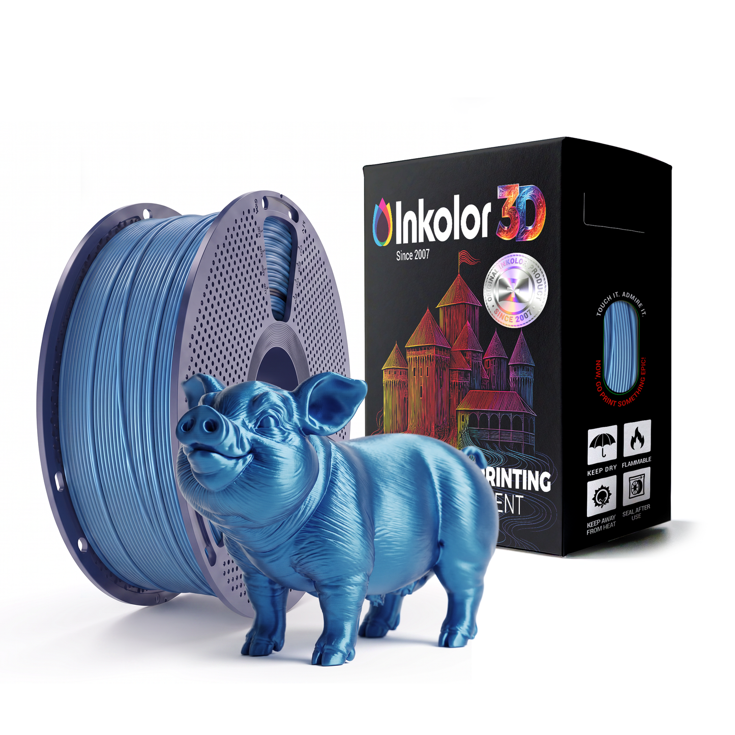 Inkolor Metallic PLA Sapphire Steel 1.75mm 1Kg 3D-Druck Filament