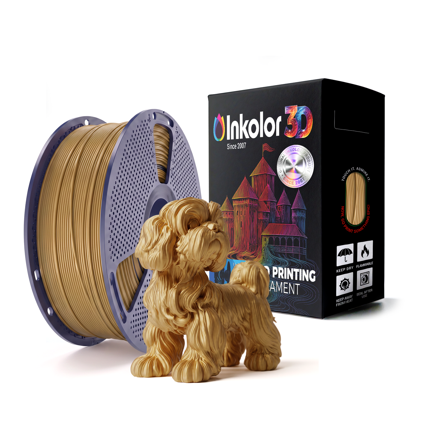 Inkolor Metallic PLA Antique Brass 1.75mm 1Kg 3D-Druck Filament