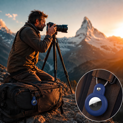 Support Apple AirTag déperlant avec câble en acier et fermeture sécurisée à clé hexagonale