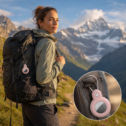 Support Apple AirTag déperlant avec câble en acier et fermeture sécurisée à clé hexagonale