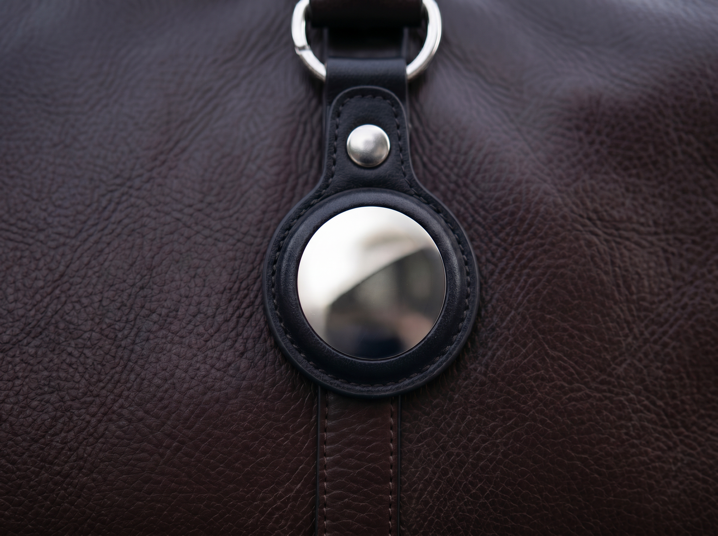 Elegant leather AirTag keychain