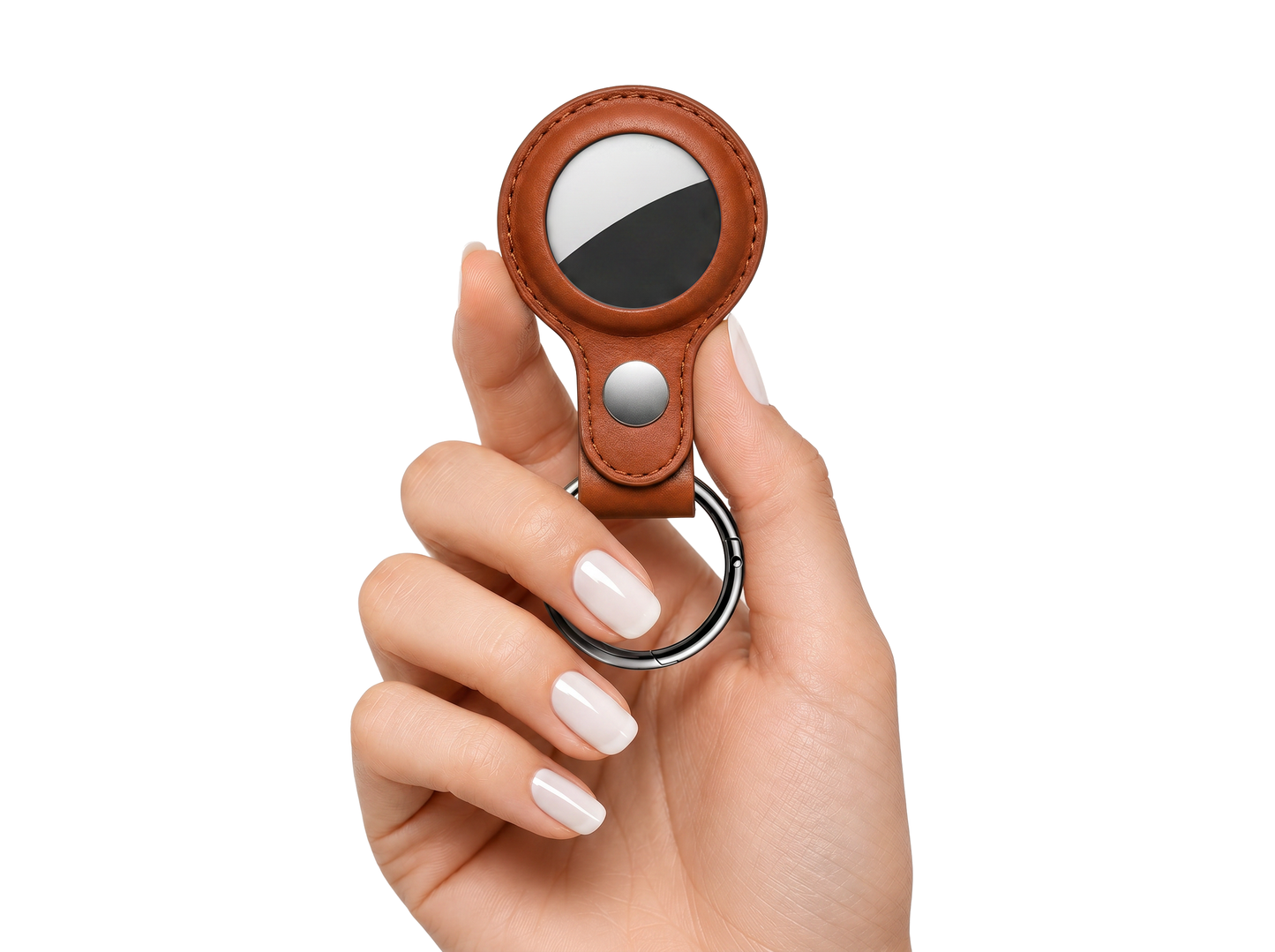 Elegant leather AirTag keychain