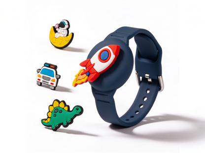 Kinderarmband kompatibel mit Apple AirTag – hypoallergenes Silikonarmband im Uhrenstil mit Schutzgehäuse