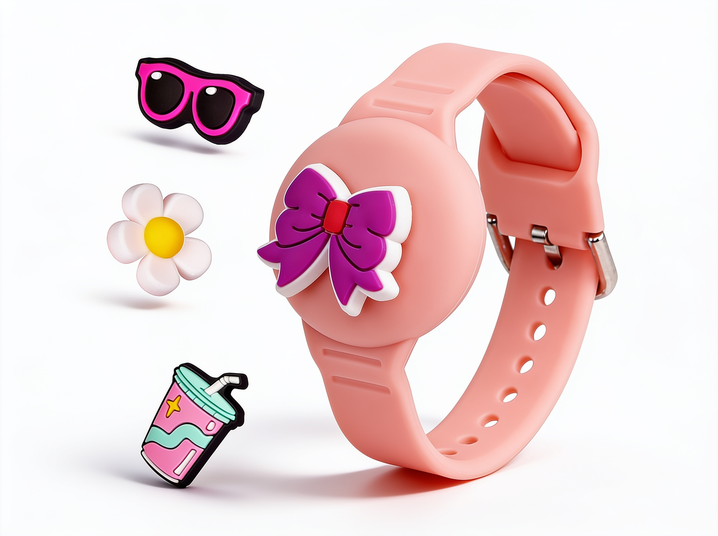 Kinderarmband kompatibel mit Apple AirTag – hypoallergenes Silikonarmband im Uhrenstil mit Schutzgehäuse