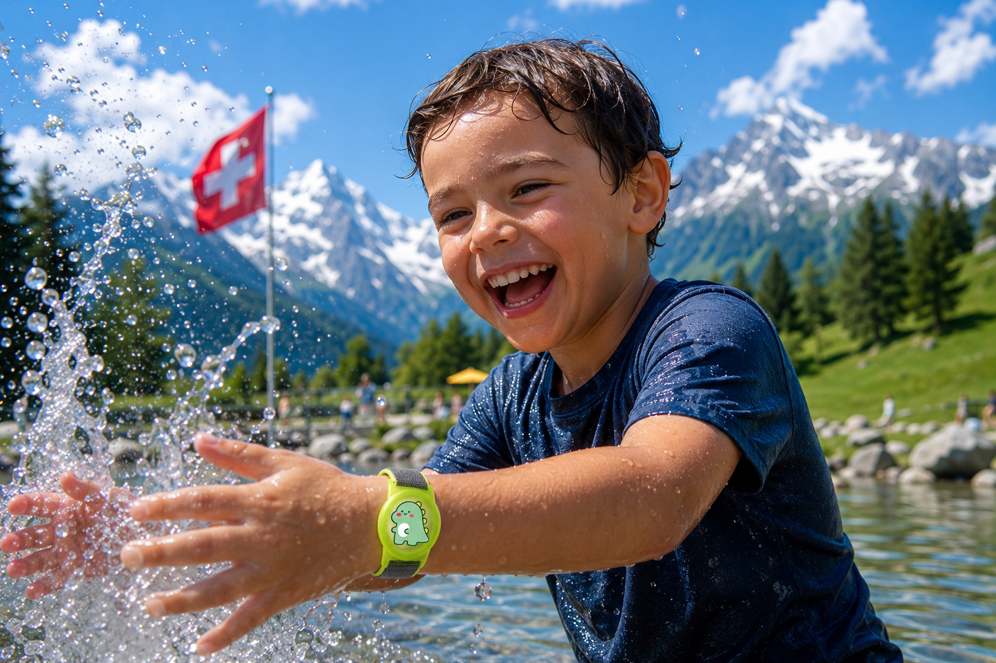Kinder-AirTag-Armband aus Nylon - weiches hypoallergenes Material mit Schutzgehäuse und verstellbarem Klettverschluss
