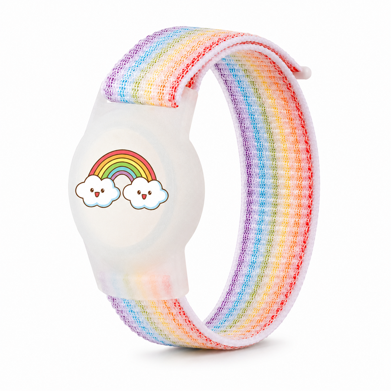 Kinder-AirTag-Armband aus Nylon - weiches hypoallergenes Material mit Schutzgehäuse und verstellbarem Klettverschluss