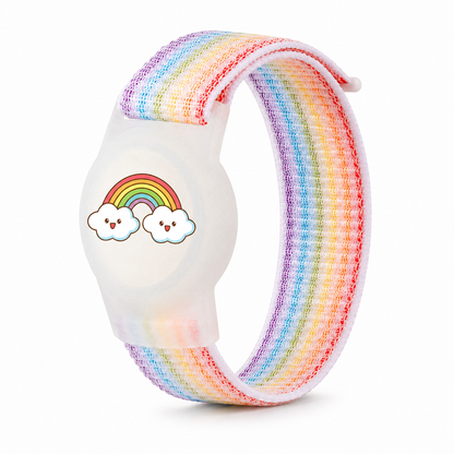 Kinder-AirTag-Armband aus Nylon - weiches hypoallergenes Material mit Schutzgehäuse und verstellbarem Klettverschluss