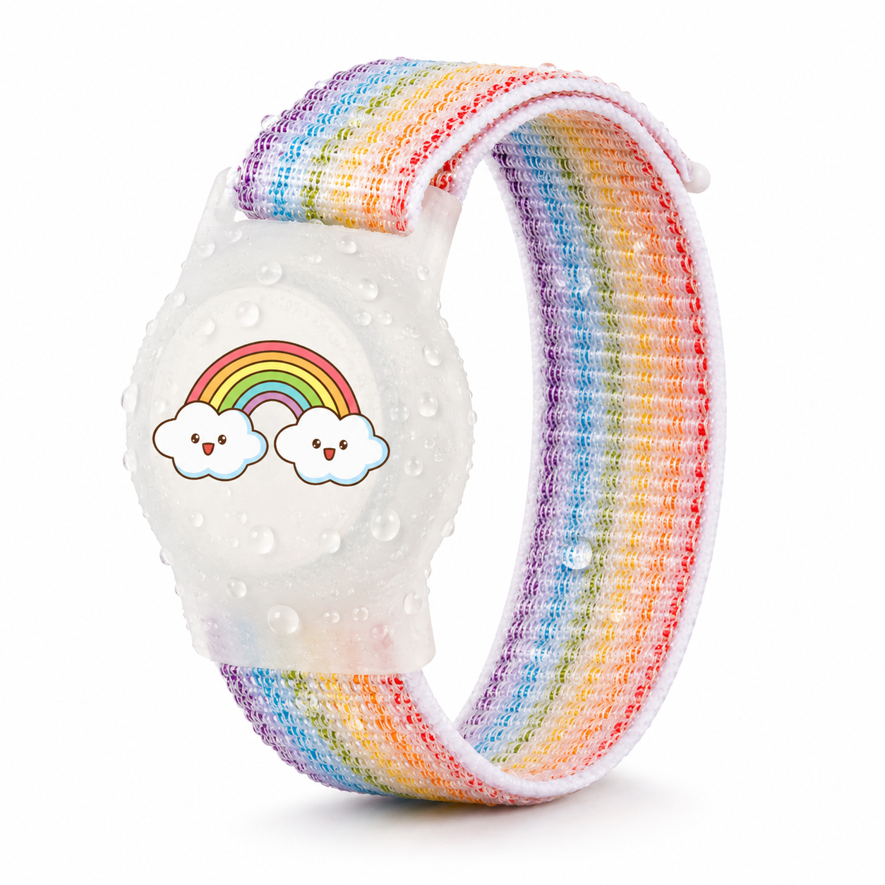 Kinder-AirTag-Armband aus Nylon - weiches hypoallergenes Material mit Schutzgehäuse und verstellbarem Klettverschluss