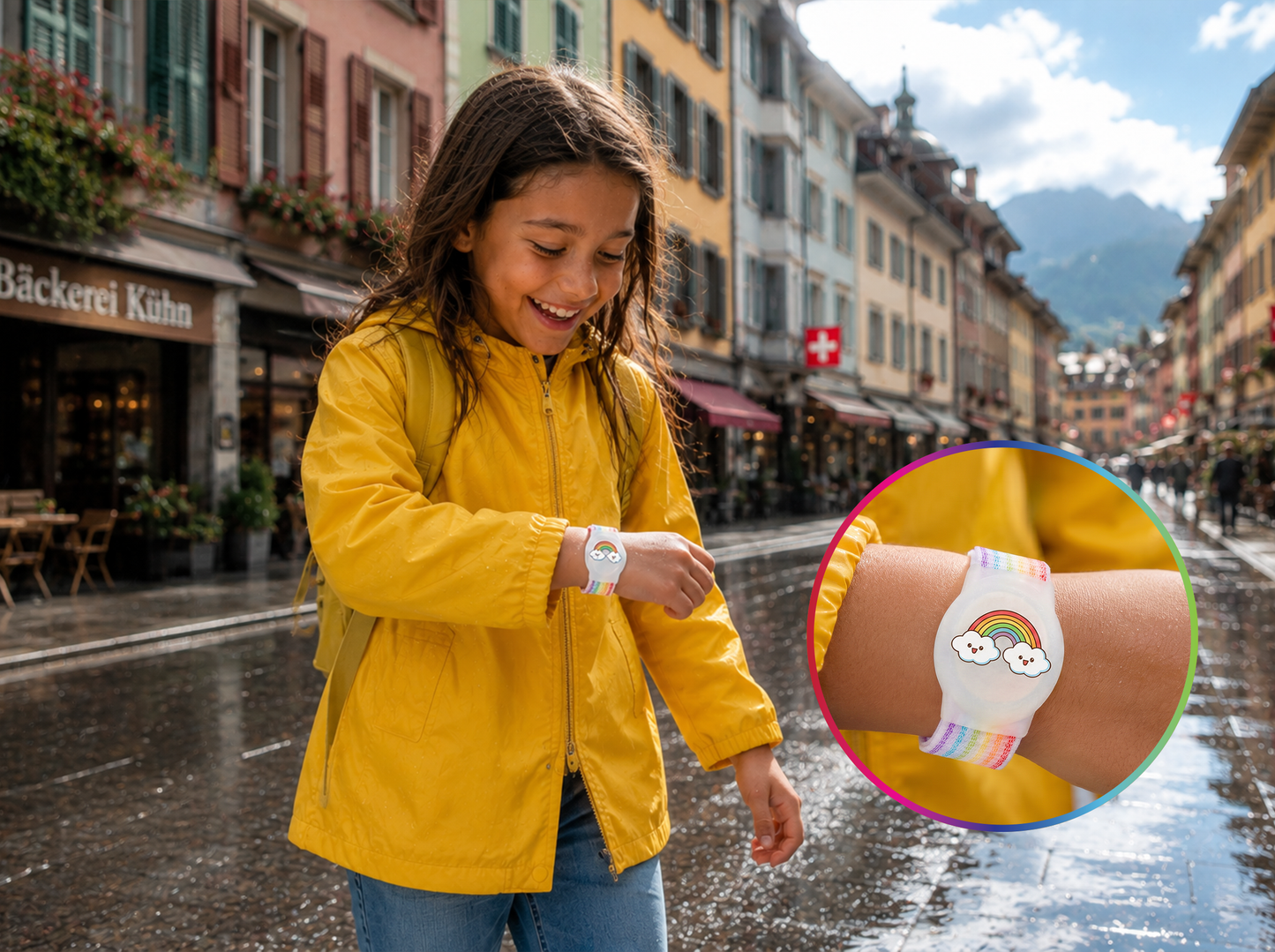 Kinder-AirTag-Armband aus Nylon - weiches hypoallergenes Material mit Schutzgehäuse und verstellbarem Klettverschluss