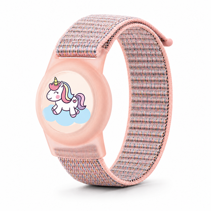 Kinder-AirTag-Armband aus Nylon - weiches hypoallergenes Material mit Schutzgehäuse und verstellbarem Klettverschluss