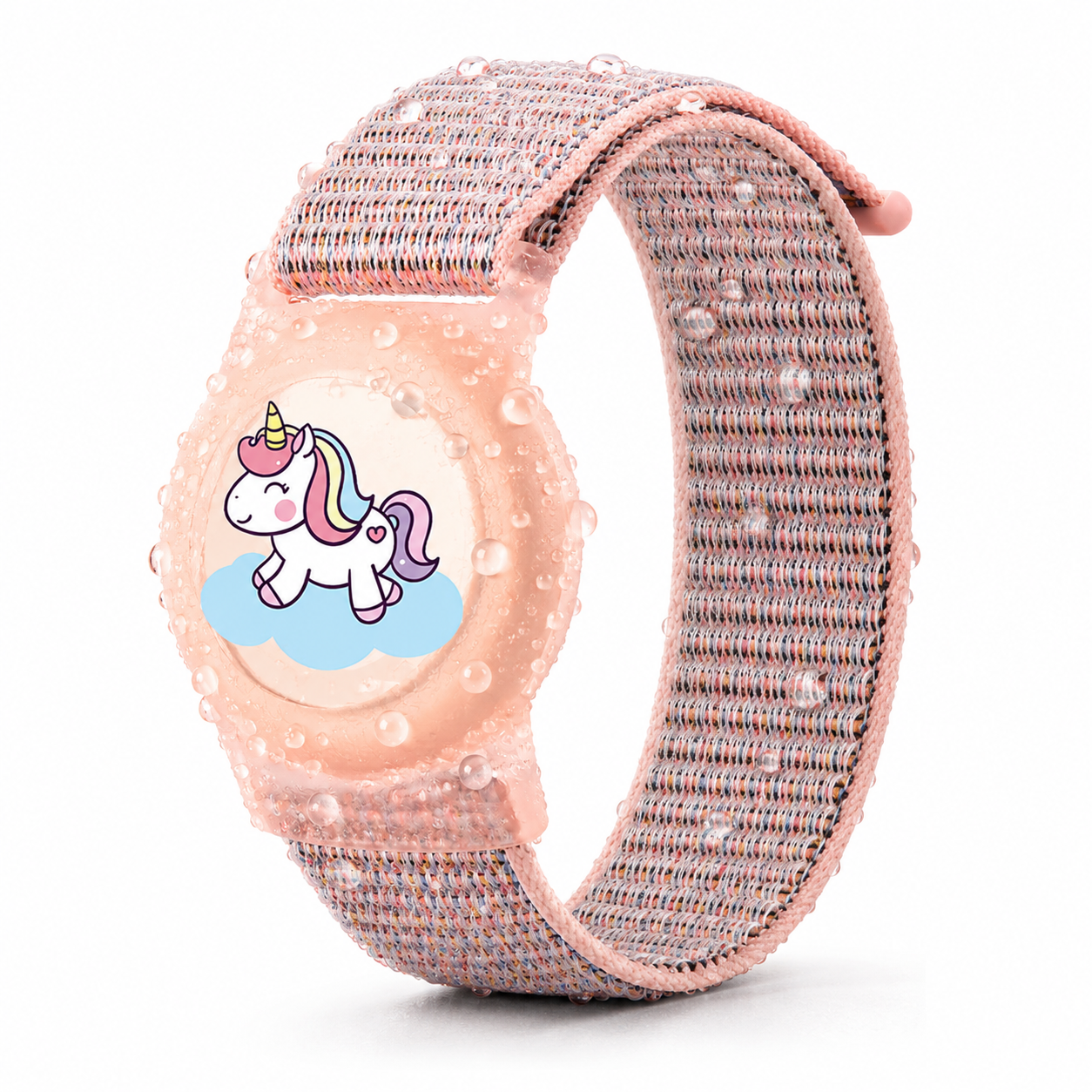 Kinder-AirTag-Armband aus Nylon - weiches hypoallergenes Material mit Schutzgehäuse und verstellbarem Klettverschluss