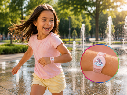 Kinder-AirTag-Armband aus Nylon - weiches hypoallergenes Material mit Schutzgehäuse und verstellbarem Klettverschluss