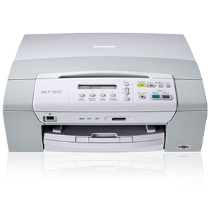 Brother DCP-165C multifunction inkjet printer with printing, scanning, and copying functionalities.