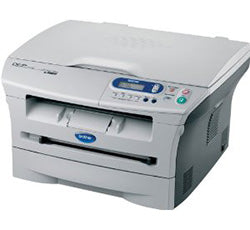 Brother DCP-7010 multifunction printer with print, copy, and scan features, shown with control panel and paper tray.