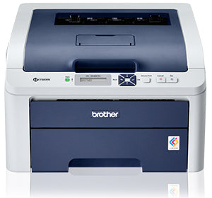 Brother HL-3040CN compact color laser printer with network capabilities, prints 16 ppm, 600x2400 dpi resolution.