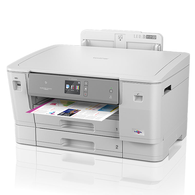 Brother HL-J6000DW professional inkjet printer with high volume capacity, features duplex printing and 500-sheet paper tray.