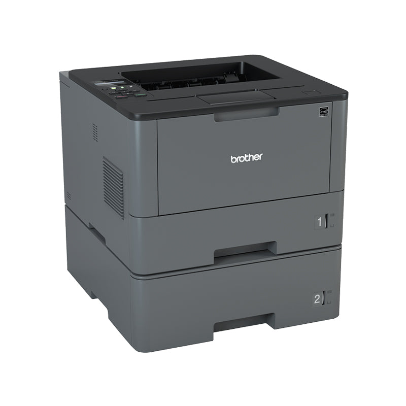 Brother HL-L5200DWT monochrome laser printer with dual paper trays and automatic duplexing capability.