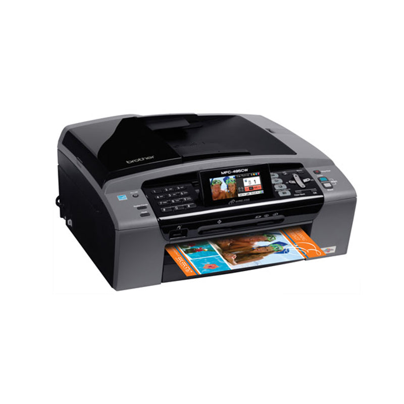Brother MFC-495CW inkjet multifunction printer with scanning, copying, and faxing capabilities, featuring wireless printing.