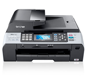 Brother MFC-5890CN multifunction inkjet printer, featuring print, scan, copy, fax, and network capabilities, front view.