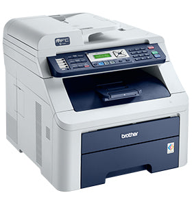 Brother MFC-9120CN color laser multifunction printer with printing, scanning, copying, and faxing features for network integration.