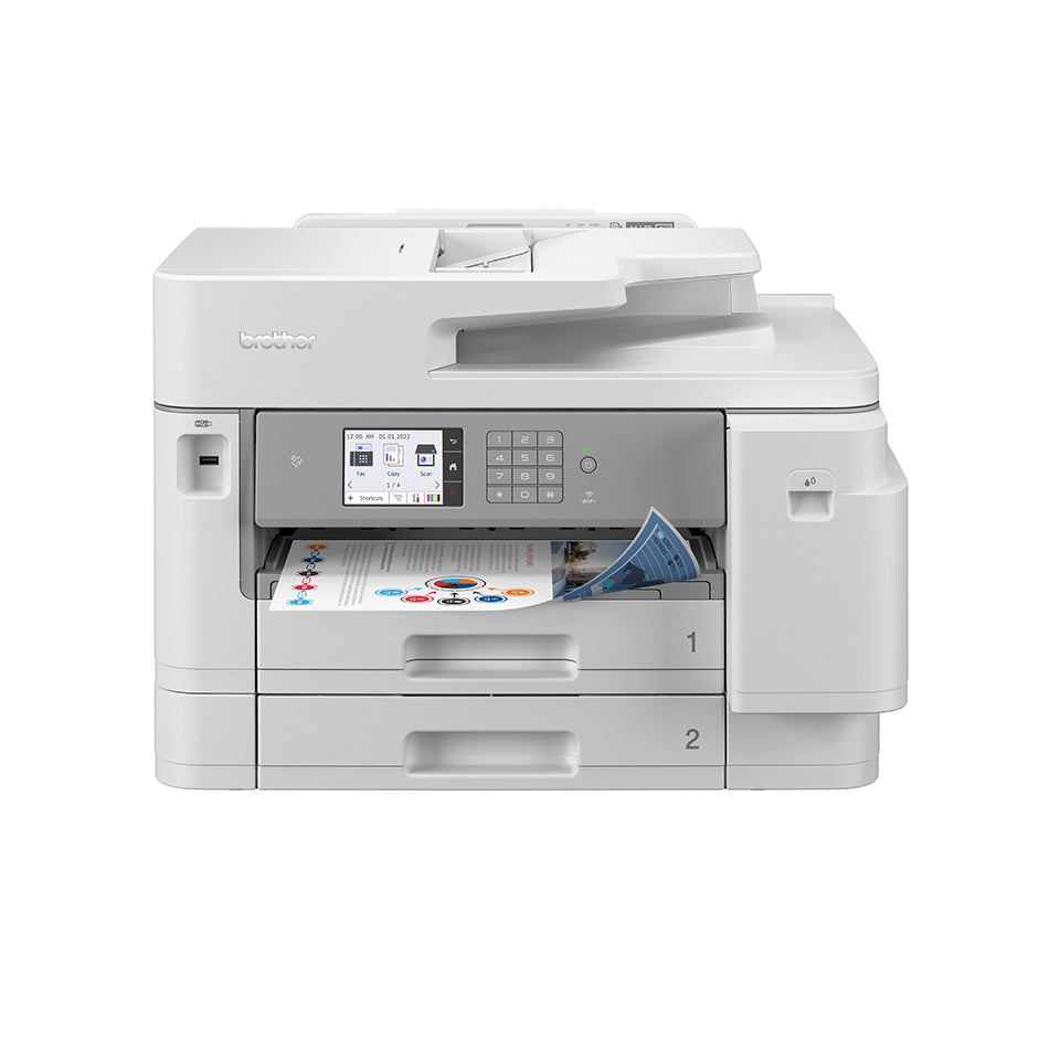 Brother MFC-J5955DW inkjet multifunction printer with print, copy, scan, and fax functions, ideal for office use.