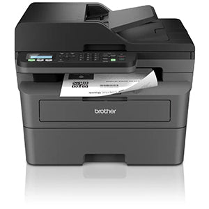 Brother MFC-L2800DW monochrome laser printer with printing, copying, scanning, and faxing features, 30 ppm speed, 2400x600 dpi.