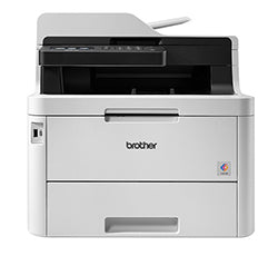 Brother MFC-L3770CDW color laser multifunction printer with scanning and duplex features, front view.