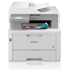 Brother MFC-L8390CDW color laser multifunction printer for office use with touchscreen and duplex printing.