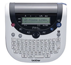 Brother PT-1290 label printer with ergonomic design, user-friendly keyboard, and LCD display, ideal for home and office use.