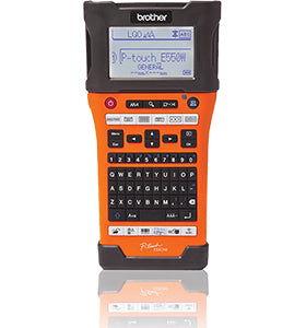 Brother PT-E550WVP professional label printer with keyboard and LED display for electrical and telecom use