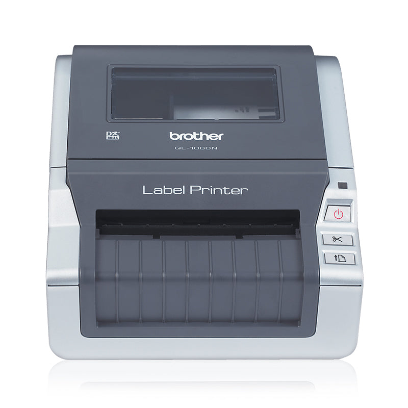 Brother QL-1060N professional label printer with high-speed printing up to 110 mm/s and 300 dpi resolution, featuring network interface.
