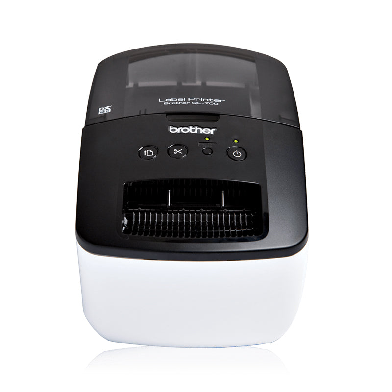 Brother QL-700 label printer with high-speed printing, supports up to 62mm width and 300x600 dpi resolution