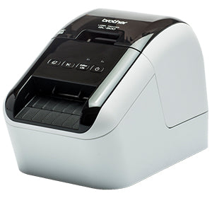Brother QL-800 label printer with high speed and dual color printing capabilities, compatible with various label formats.