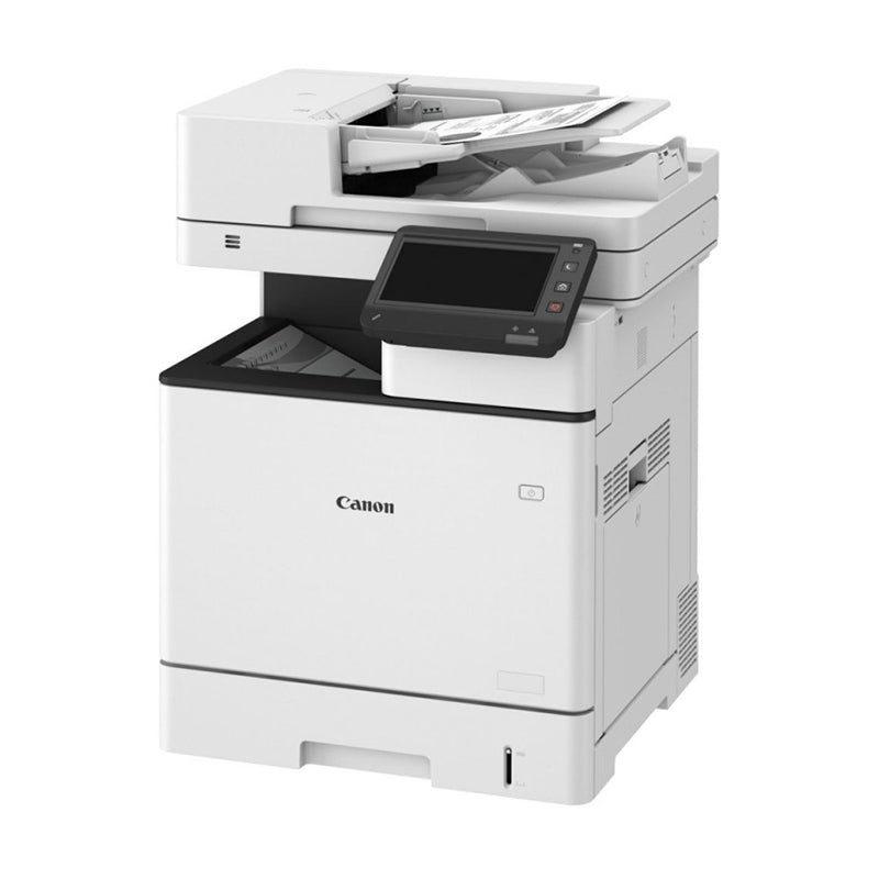 Canon i-Sensys MF-842CDW multifunction printer with print, copy, scan, fax features for office use, high-speed performance.