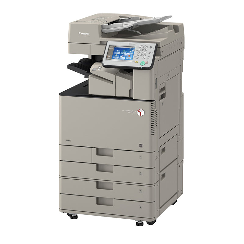 Canon imageRUNNER ADVANCE C3320i multifunctional color printer for office use, offers printing, copying, and scanning features.