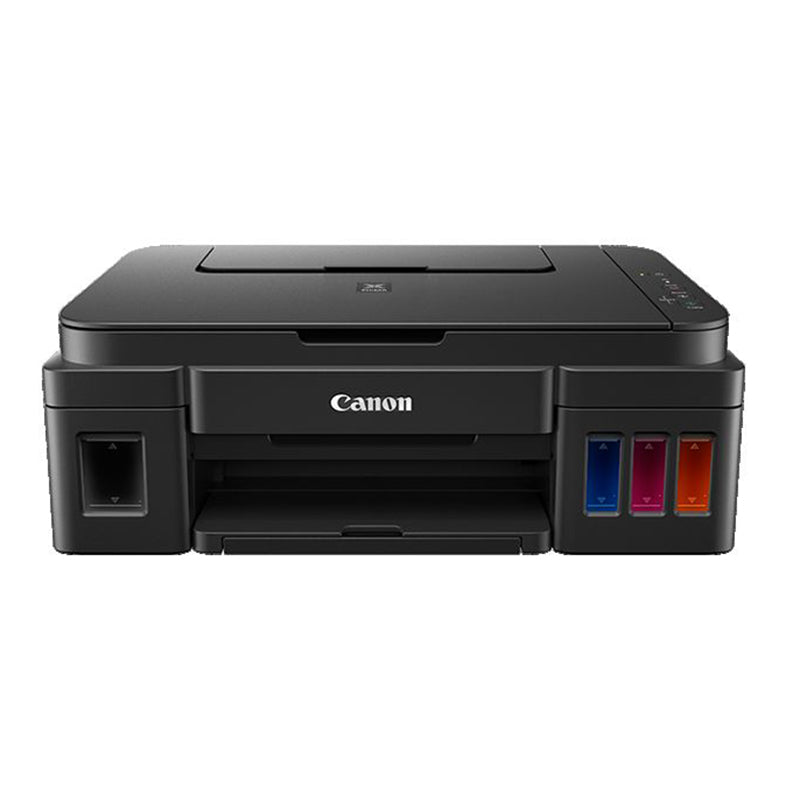Canon Pixma G2500 multifunction printer with refillable ink tank system for cost-effective printing, scanning, and copying.